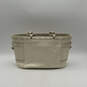 Womens White Leather Gold Accents Adjustable Handle Shoulder Bag Purse image number 1