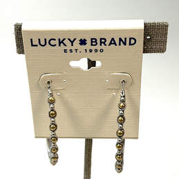 Designer Lucky Brand Two-Tone Gold Studded Fashionable Hoop Earrings alternative image