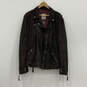 Womens Brown Leather Long Sleeve Full-Zip Motorcycle Jacket Size 2W image number 1