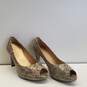 Stuart Weitzman Snakeskin Print Leather Peep Toe Pump Heels Shoes Size 7 M image number 3