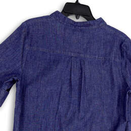 NWT Womens Blue Split Neck Short Sleeve Front Zip Shift Dress Size 10 alternative image