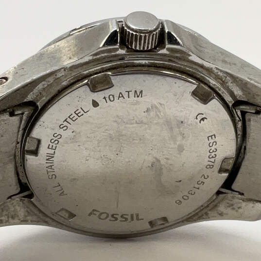Designer Fossil Silver-Tone Quartz Rhinestone Round Dial Analog Wristwatch image number 4