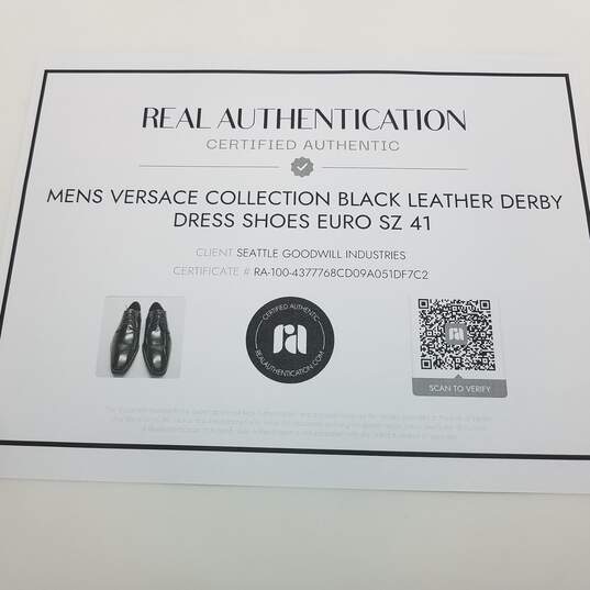 AUTHENTICATED Versace Black Leather Derby Dress Shoes Size 41 image number 7