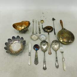 Vintage Silverplate Ornate Pattern Tableware Crumb Catcher Utensils Pearl Handle