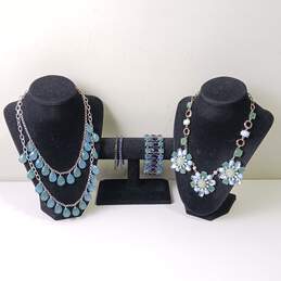 Blue Tones Rhinestone Costume Jewelry Collection