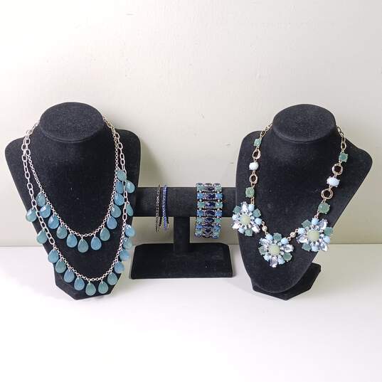 Blue Tones Rhinestone Costume Jewelry Collection image number 1