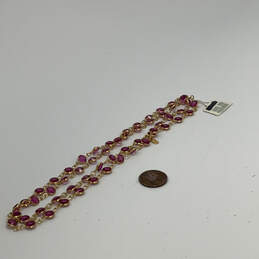 Designer Swarovski Gold-Tone Amethyst Crystal Stone Link Chain Necklace