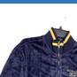 Sean John Mens Blue Yellow Velour 1/4 Zip Mock Neck Pullover Jacket Size Large image number 3