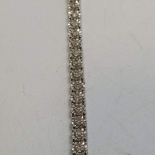 Sterling Silver Diamond Tennis 7.5inch Bracelet 10.0g image number 4