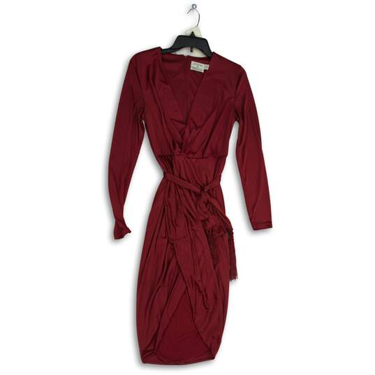 Altuzarra Womens Red Tassel V-Neck Long Sleeve Back Zip Wrap Dress Size Small image number 1