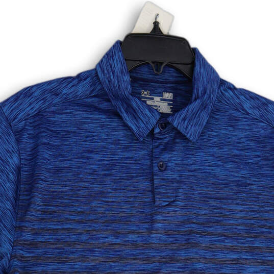 Mens Blue Heather Short Sleeve Spread Collar Polo Shirt Size Large image number 3