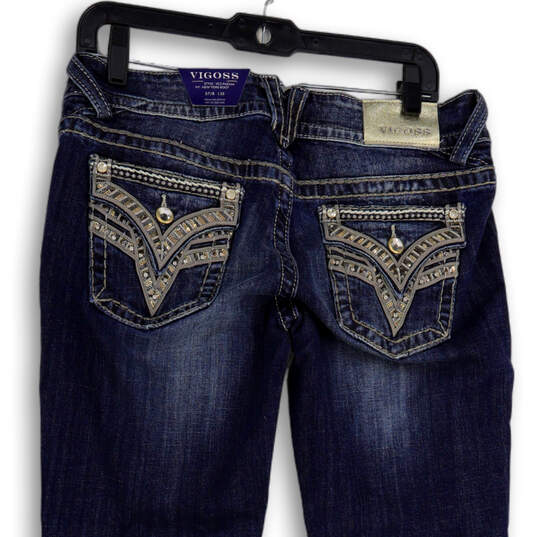 NWT Womens Blue Denim Medium Wash Sequin Bootcut Leg Jeans Size 7/8 R image number 4