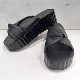 Tory Burch Leather Black Platform Slip On Sandals Size 11M