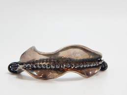 Hagit Gorali Sterling Silver Ripple Beaded Leather Bracelet 19.5g