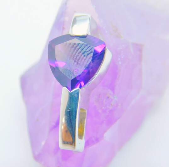 Contemporary 14K White Gold Amethyst Pendant 2.3g image number 1