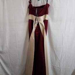 Bill Levkoff Red/Cream Two Toned Belted Satin Prom Bridal Gown Dress Size 8 alternative image