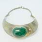 Signed Reve 925 Modernist Malachite Cabochon Tapered Hinged Collar Statement Necklace 104.0g image number 2
