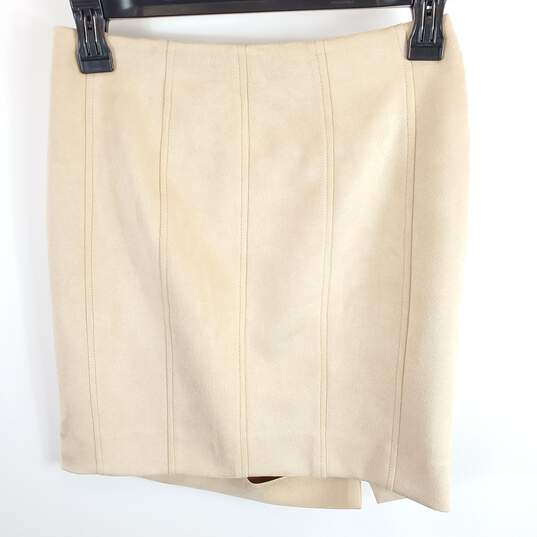 Free People Women Beige Suede Ruched Skirt Sz 6 image number 2