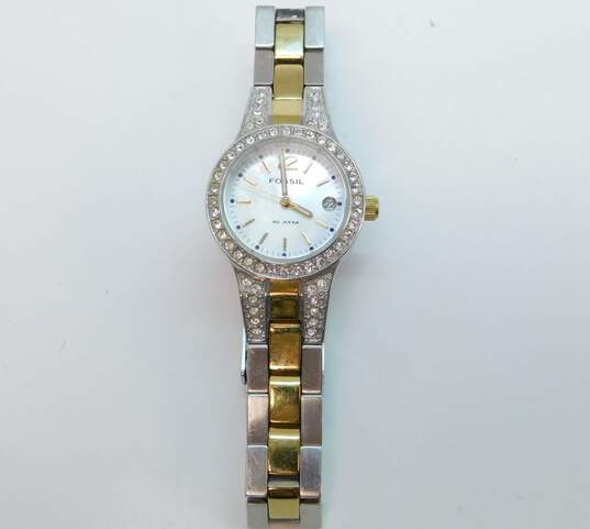Fossil Gold Tone Silver Tone & Icy F2 ES-9642 & AM-4193 Watches 110g image number 2