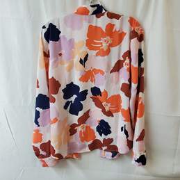 Halogen Orange & Pink Multicolor Floral Print Cardigan Size S alternative image