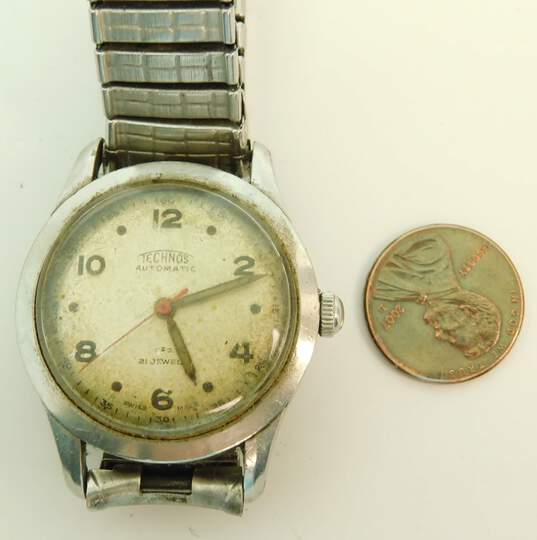 Vintage Technos Automatic Swiss 21 Jewels Men's Watch 56.6g image number 5