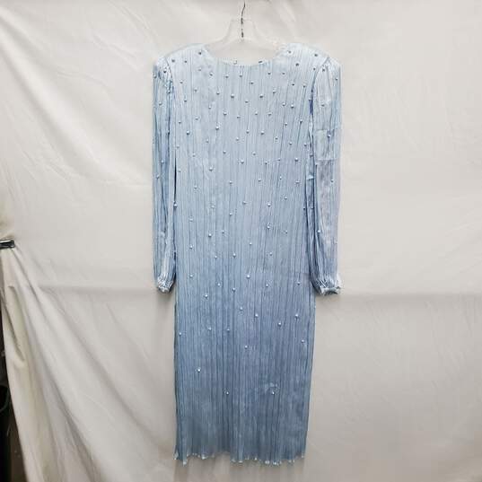 Morton Myles WM's Mid-Length Midi Chiffon Column Beaded Light Blue Dress Size 10 image number 2