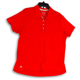 Mens Orange Short Sleeve Spread Collar Button Front Polo Shirt Size XL