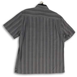 Mens Gray Striped Collared Chest Pocket Short Sleeve Button-Up Shirt Size L alternative image