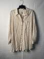 Chico's  Women Tan and White Striped Button Down Blouse Size 3 image number 1