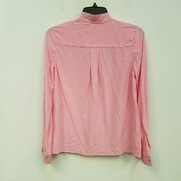Womens Pink Silk Long Sleeve Band Collar Casual Button-Up Shirt Size 2 alternative image