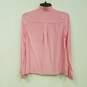 Womens Pink Silk Long Sleeve Band Collar Casual Button-Up Shirt Size 2 image number 2