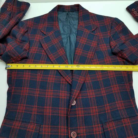 Pendleton red and navy plaid wool blazer image number 4