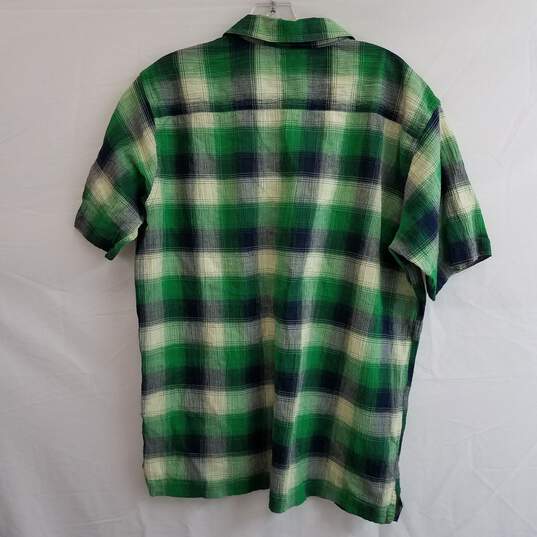 Patagonia green and navy plaid short sleeve button up image number 2