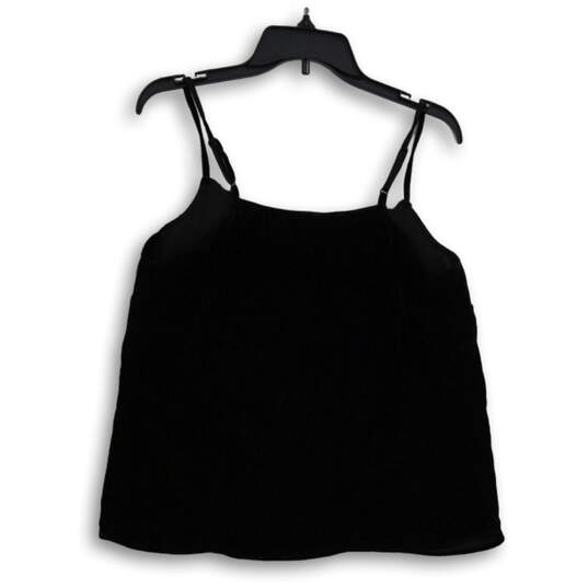Women's Black Velvet V-Neck Sleevless Pullover Tank Top Size Medium image number 2