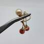 Antique 14k Gold FW Pearl & Coral Screw Back Earrings 4.8g image number 5