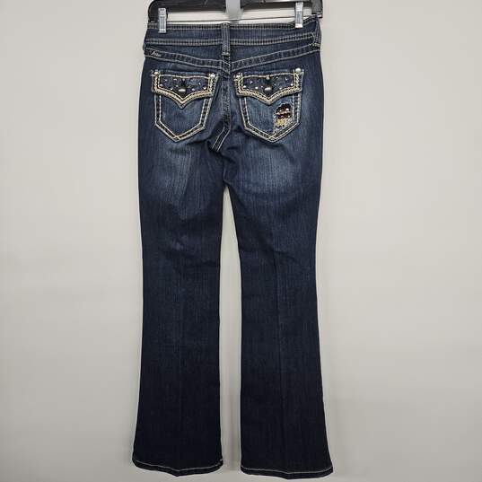 Denim Rhinestone Embroidered Bootcut Jeans image number 2