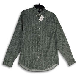 NWT Mens Green Floral Collared Long Sleeve Button-Up Shirt Size Medium