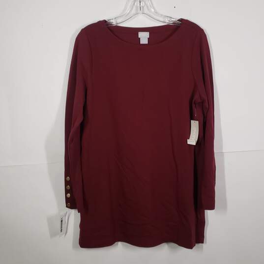 NWT Womens Round Neck Long Sleeve Pullover Tunic Blouse Top Size 1 US Medium image number 1