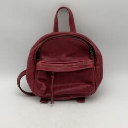 Madewell Womens Red Leather Adjustable Shoulder Strap Zipper Mini Backpack