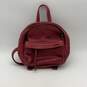 Madewell Womens Red Leather Adjustable Shoulder Strap Zipper Mini Backpack image number 1
