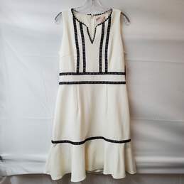 Nanette Lepore Sleeveless Fit Flare Ivory Black Crochet Dress Women's Size 10