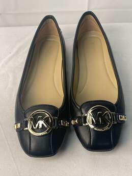 Certified Authentic Michael Kors Black Leather Flat Shoes Size 8M