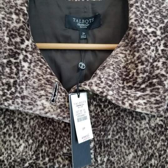 Leopard print faux fur plush jacket women's 2 petite nwt image number 2