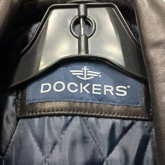 Dockers Men's Soft Long Black Leather Full Zip Jacket Size M image number 3