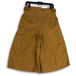 Womens Tan Pleated High Waist Wide-Leg Cargo Pocket Bermuda Shorts Size 8 alternative image