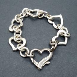 Sterling Silver Heart Link 7 1/2" Bracelet 41.2g