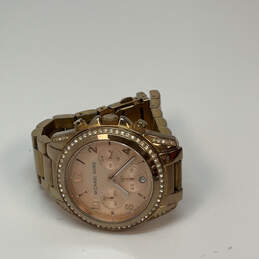 Designer Michael Kors Gold-Tone Rhinestone Round Dial Analog Wristwatch