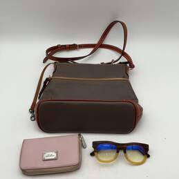 Michael Kors Caddis D&B Womens Gray Crossbody Bag w/ Wallet And Reading Glasses