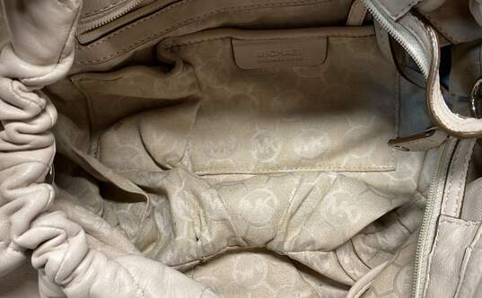 Michael Kors Fulton Beige Pleated Leather Satchel Bag image number 6