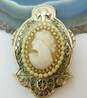 Vintage Coro Gold Tone Faux Seed Pearl Accent Cameo Brooch 14.2g image number 6